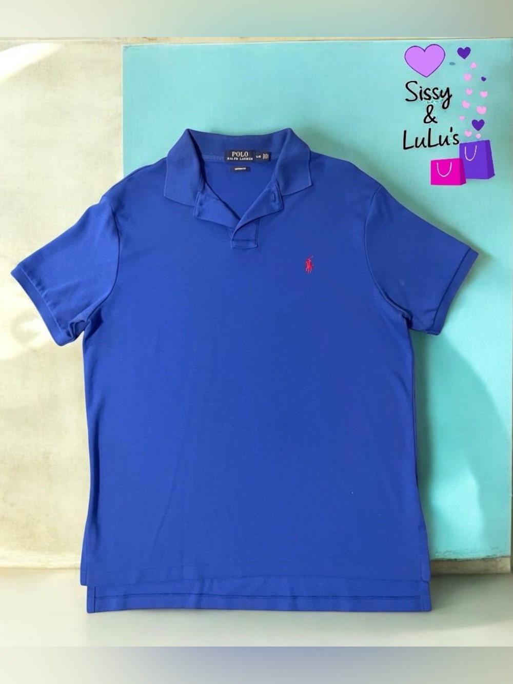 Polo Ralph Lauren Polo Shirt Mens L Blue Short Sleeve Red Pony Logo
